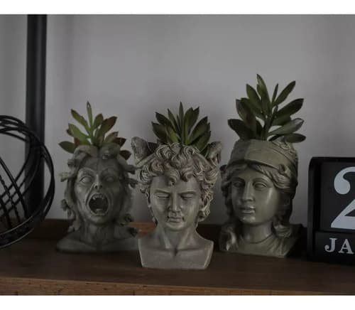 Set 3 Mini Macetas Athena/medusa/perseus - A Pedido_exkarg Gris 3