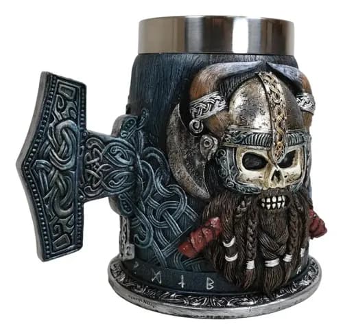 Taza De Cafe Gothic Viking Horned Warrior - A Pedido_exkarg Azul 2
