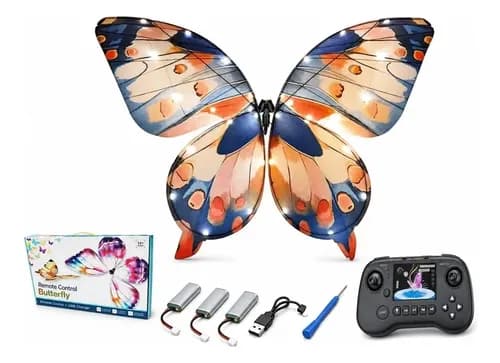 Mariposa Voladora Control Remoto Con Luz Led - A Pedido Azul 3