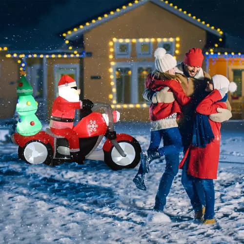 Papa Noel Inflable En Moto + Arbol - A Pedido_exkarg Rojo 2