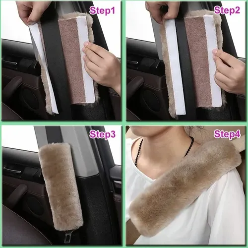 2 Fundas De Felpa P/ Cinturón De Seguridad Coche - A Pedido Beige 2