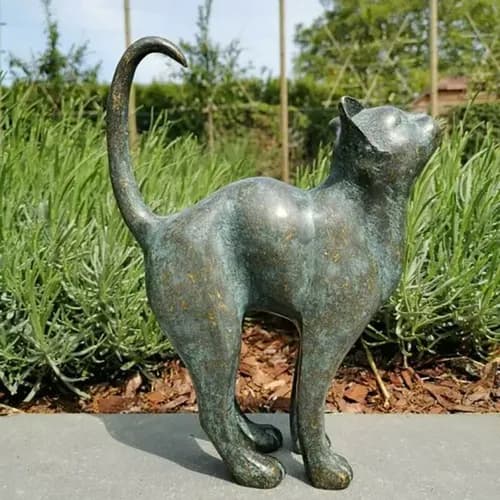Estatua Decorativa Gato Resina Bronce - A Pedido_exkarg Bronce 2