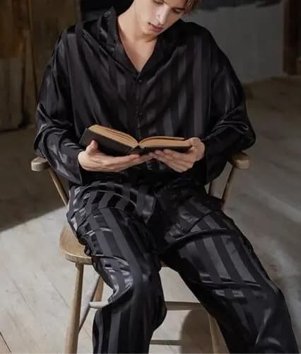 Pijama De Hombre Satin Pajamas Set - A Pedido_exkarg Azul Xxx 3