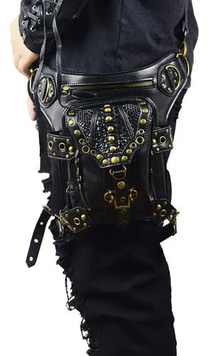Riñonera Steampunk Purse Motorcycle - A Pedido_exkarg Negro X 7