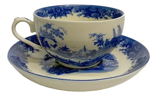 Juego Set X 12 Plato Te De Porcelana - A Pedido Azul 2