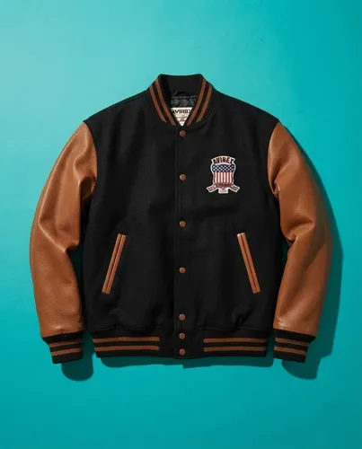 Campera Mens Avirex Varsity Bomber Solid - A Pedido Negro 38 6