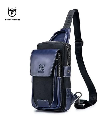 Mochila Cruzada Bullcaptain Men Leather - A Pedido_exkarg Azul 3