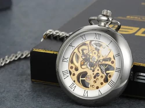 Reloj De Bolsillo Mecánico - A Pedido_exkarg Plateado 2