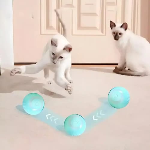 Pelota Interactiva Inteligente Para Gatos Con Movimiento Automático Y Luz Led Celeste 4
