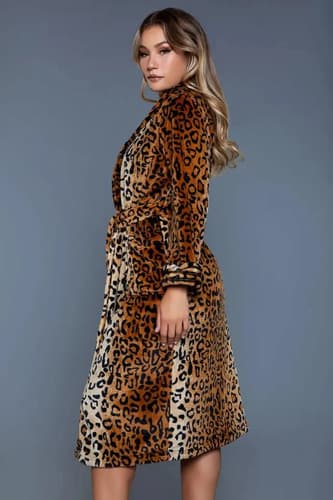 Bata De Peluche Leppard Print - A Pedido_exkarg Marrón 38 2
