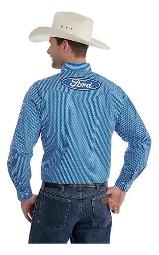 Camisa Hombre Wrangler Ford Logo - A Pedido_exkarg Azul S 3