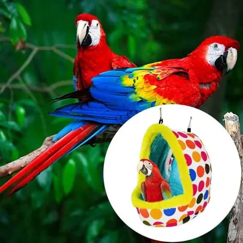 Jaula De Felpa Para Pájaros Cama Colgante Cálida - A Pedido Rojo 3
