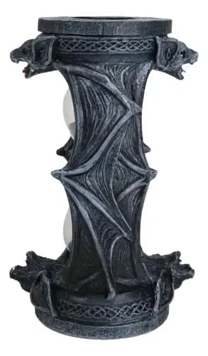 Figura De Reloj De Arena Gótico Reversible - A Pedido Gris Oscuro / Negro Con Detalles Rojos 3