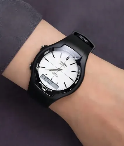 Reloj Casio Digital/analógico Para Hombre Con Correa De Resina Negra Negro 6