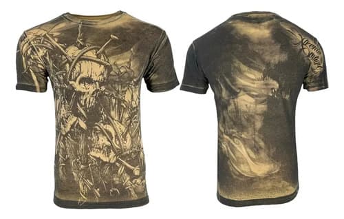 Remera Affliction Men's T-shirt Headhunter - A Pedido_exkarg Marrón M 3