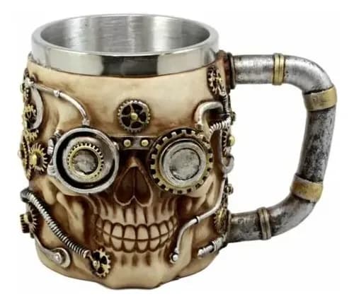 Taza Cafe Steampunk Detective Skull - A Pedido_exkarg Marrón 4
