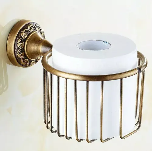 Porta Rollo Papel Higienico Brass Carved - A Pedido_exkarg Dorado 2