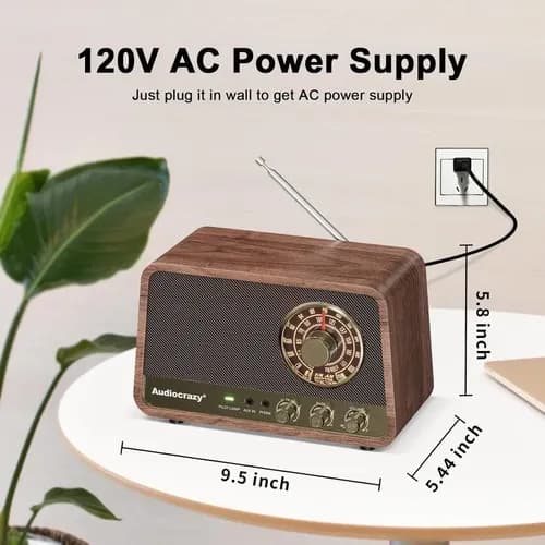 Radio Retro Am Fm Radio Tabletop Bluetooth - A Pedido Marrón 2