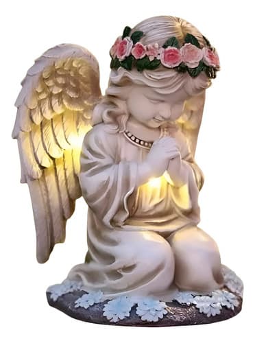 Estatua Angel Que Reza Solar - A Pedido_exkarg Blanco