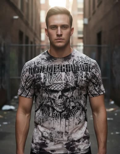 Remera Affliction Fallen Horses Skull - A Pedido_exkarg Marrón 38
