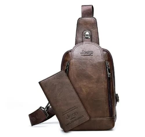 Mochila Cruzada Jeep Original Men Leather - A Pedido_exkarg Negro 3