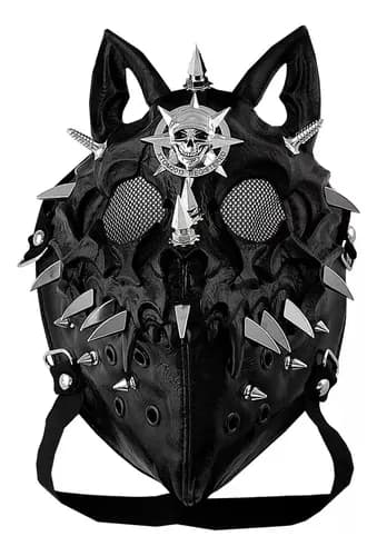 Mascara Halloween Rock Skull Rivet - A Pedido_exkarg Negro Skull 2