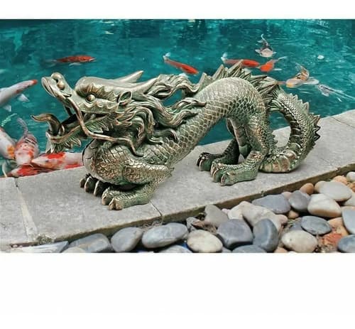 Adorno Decorativo Katlot Asian Dragon - A Pedido_exkarg Bronce Con Pátina Verde 5