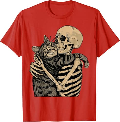 Remera Skeleton Hugging Cat - A Pedido_exkarg Azul S 5