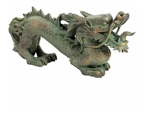 Adorno Decorativo Katlot Asian Dragon - A Pedido_exkarg Bronce Con Pátina Verde 2