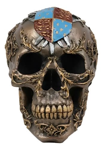 Estatua Craneo Knights Of Templar Medieval - A Pedido_exkarg Dorado