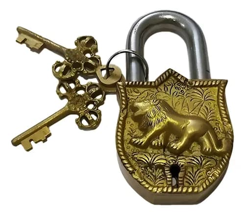 Candado Bronce Lion Engraved - A Pedido_exkarg Dorado