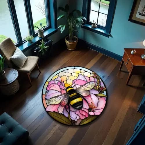 Alfombra Pink Bee Honeycomb - A Pedido_exkarg 90 Cm 3