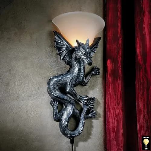 Escultura Con Luz Heraldic Dragon - A Pedido_exkarg Negro 6