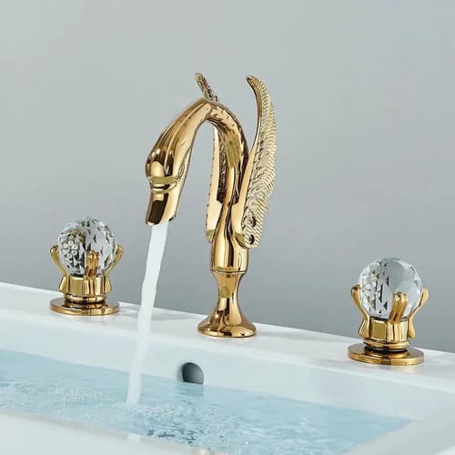 Set Griferia Grifo De Baño Gold Swan - A Pedido_exkarg Dorado 4