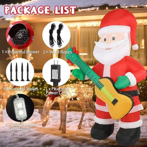 Papa Noel Inflable Con Guitarra - A Pedido_exkarg Rojo 4