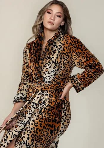 Bata De Peluche Leppard Print - A Pedido_exkarg Marrón 38