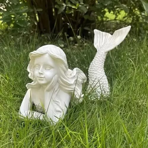 Estatua Para Jardin Sirena - A Pedido_exkarg Blanco 4