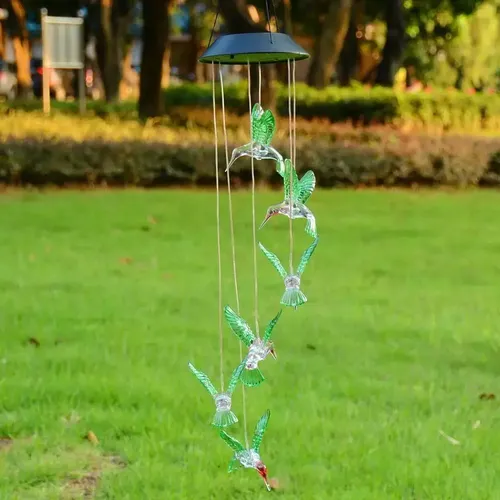 Campanas De Viento Colibrí Led Solar - A Pedido_exkarg Azul 5