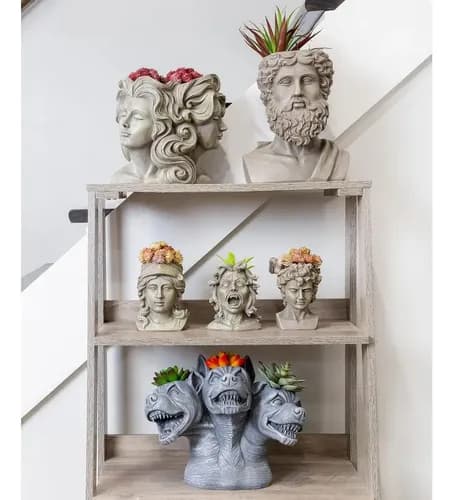 Maceta Decorativa Zeus Esterno Mini 12.4cm Resina Gris Gris 5