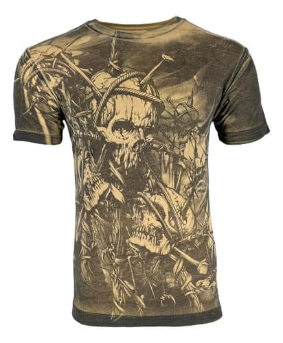 Remera Affliction Men's T-shirt Headhunter - A Pedido_exkarg Marrón M 4