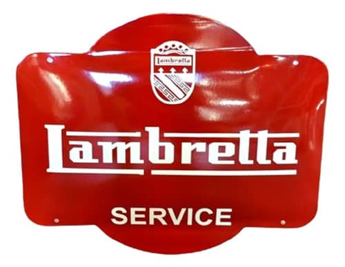 Cartel Enlozado  Lambretta Enamel - A Pedido_exkarg Rojo Y Blanco