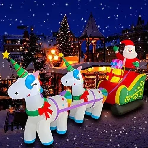 Papa Noel + Trineo Y Unicornios - A Pedido_exkarg Rojo 4