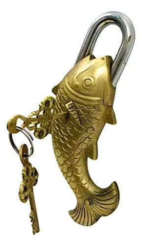 Candado Bronce Solido Pescado - A Pedido_exkarg Bronce