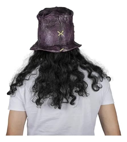 Máscara Vudú Sacerdote Pelo Largo Ghoulish Creepy Halloween Violeta 4