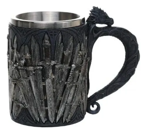 Taza De Cafe Dragon Swords Medieval - A Pedido_exkarg Gris 2