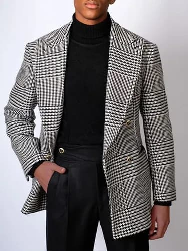 Saco De Hombre Estampado De Pata De Gallo - A Pedido Negro 38