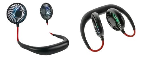 Ventilador Personal Usb De Cuello - A Pedido_exkarg Negro Con Detalles Rojos