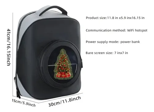 Mochila Con Holograma 3d Y Ventilador Led - A Pedido_exkarg Negro 3