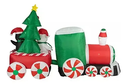 Papa Noel Inflable En Tren - A Pedido_exkarg Rojo 3