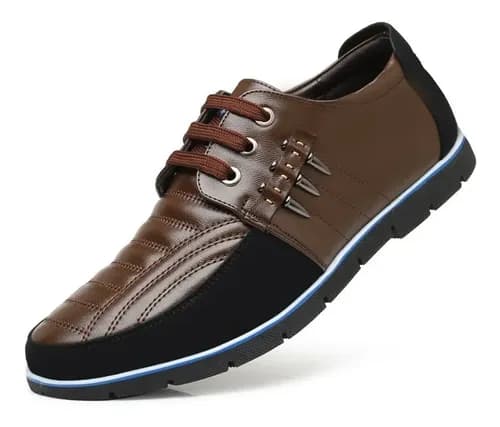 Zapatos De Cuero Genuine Leather Splicing - A Pedido_exkarg Marrón 40 Ar 7